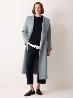 Jigsaw Double Faced Shawl Midi Coat, Blue