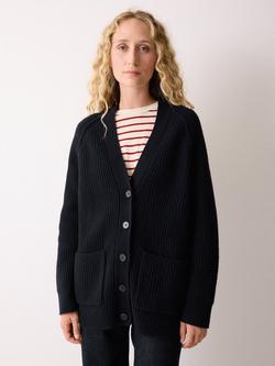 Jigsaw Wool V Neck Cardigan, Navy