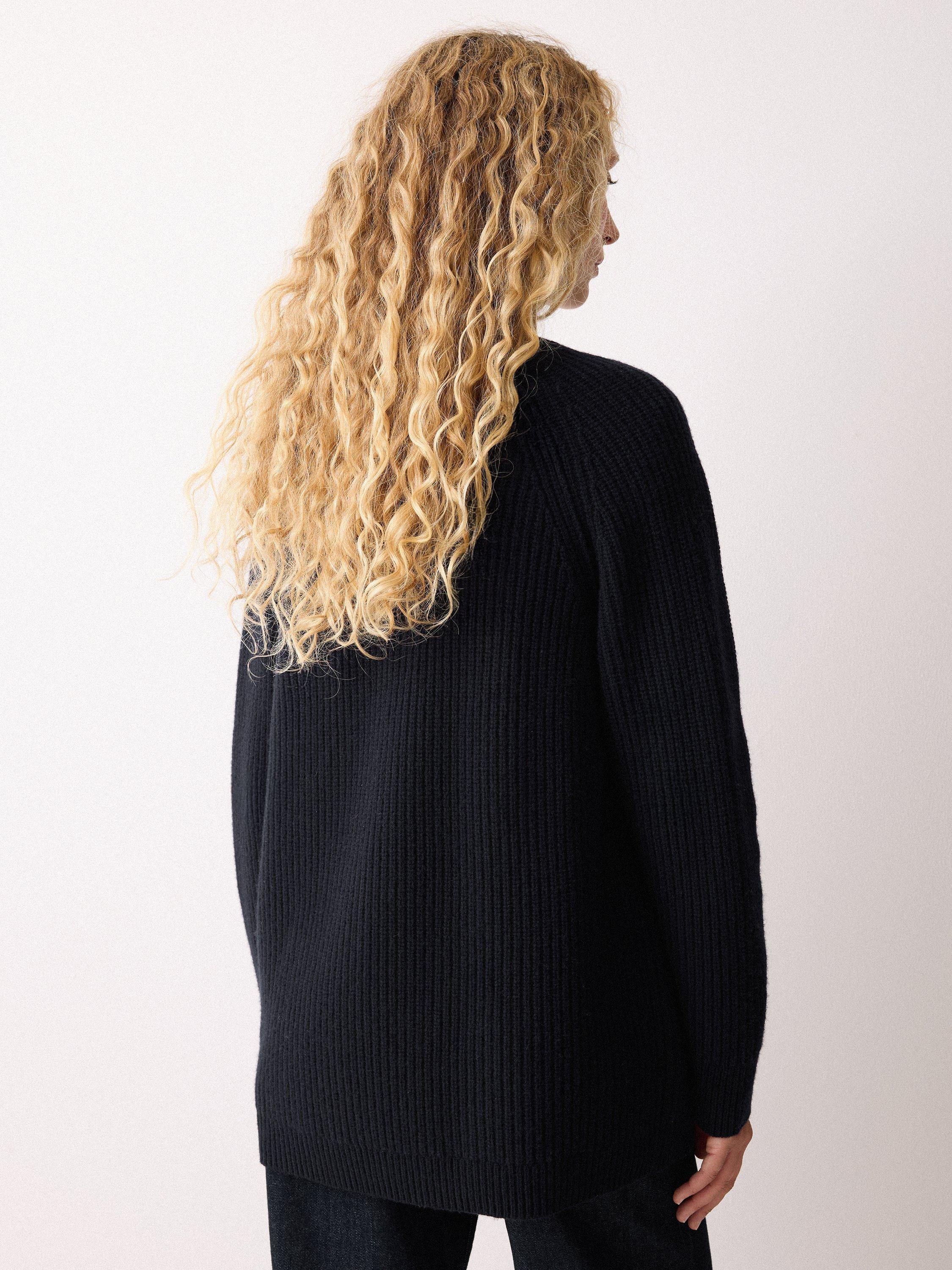 Product image 2 of 6, which shows Jigsaw Wool V Neck Cardigan, Navy, L