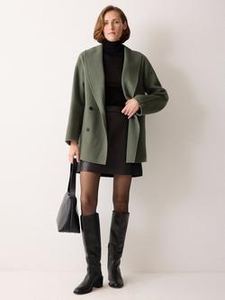 Jigsaw Short Double Faced Shawl Coat, Green