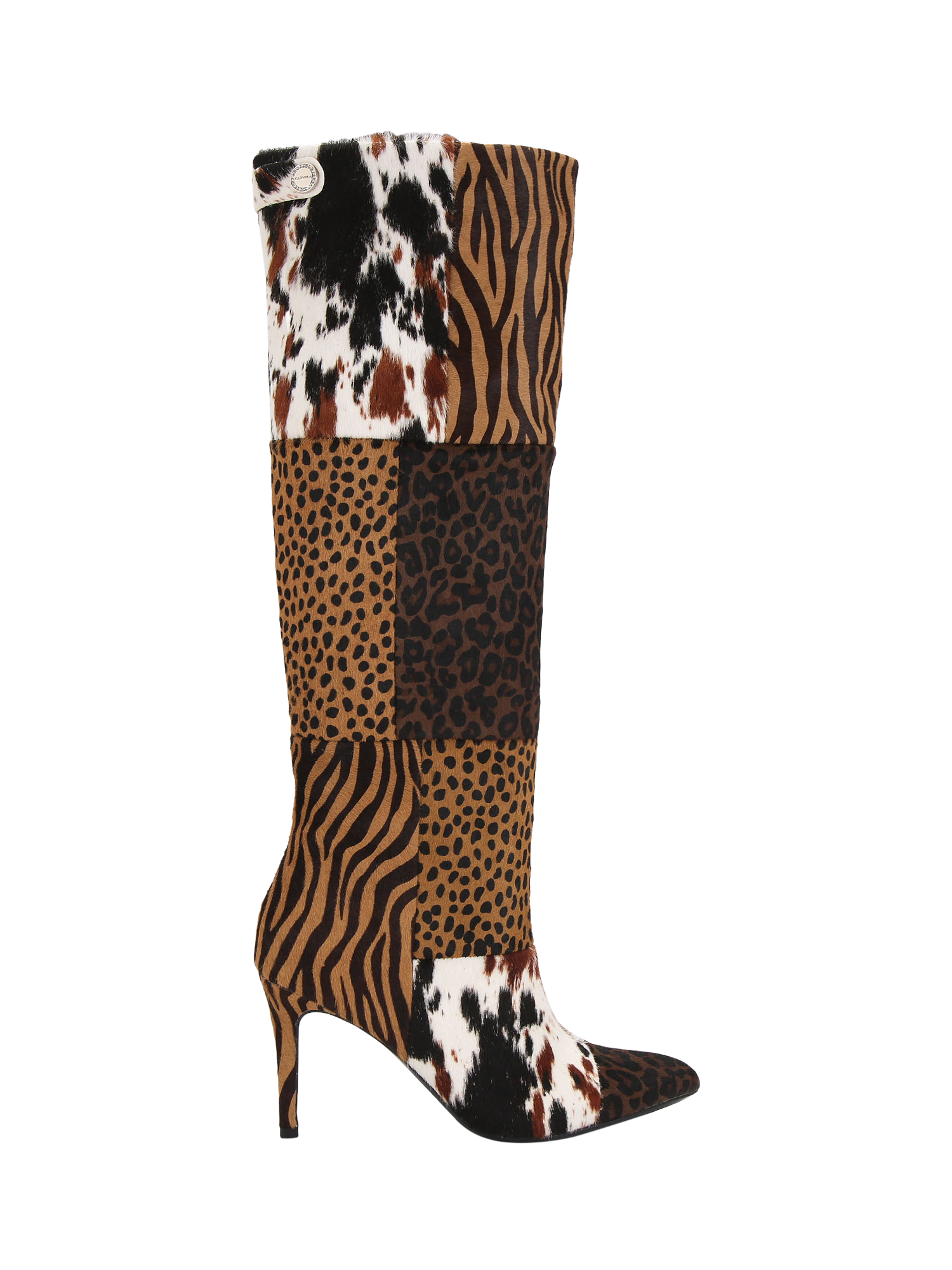 Carvela Amore Calf Hair Leather Knee High Boots, Brown/Multi