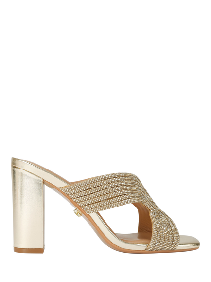 Carvela Paparazzi Crystal Embellished Block Heel Sandals, Gold, Gold