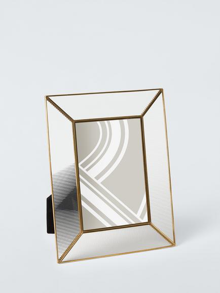 John Lewis Ribbed Glass Border Photo Frame, Gold, Gold
