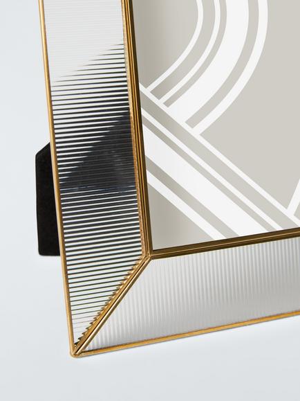John Lewis Ribbed Glass Border Photo Frame, Gold - view 2, Gold