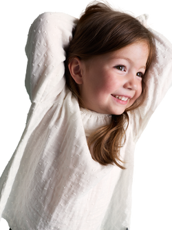 Polarn O. Pyret Kids' Cotton Long Sleeved Frill Blouse, White, White