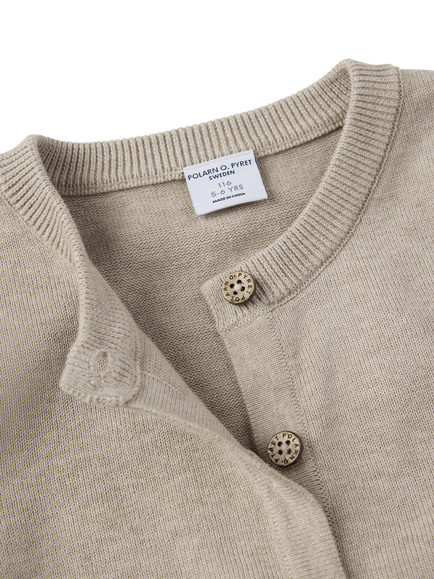 Polarn O. Pyret Kids' Pure Cotton Button Down Cardigan - view 2, Natural
