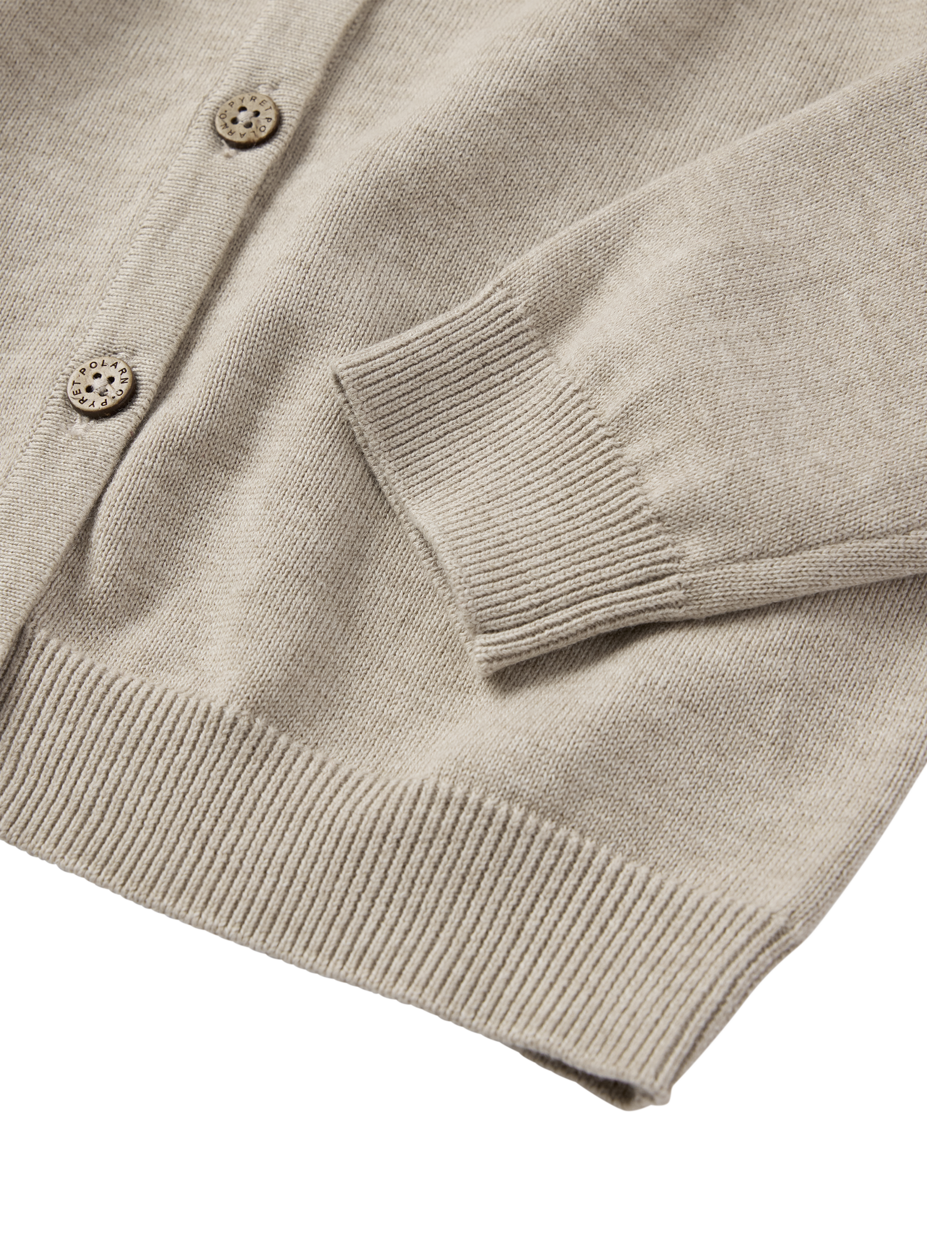 Product image 3 of 3, which shows Polarn O. Pyret Kids' Pure Cotton Button Down Cardigan, Natural, 3-4 years