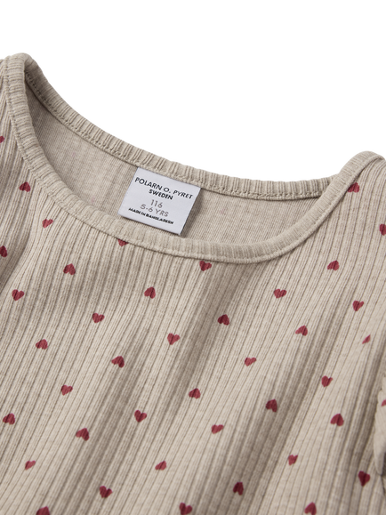 Polarn O. Pyret Kids' Cotton Blend Long Sleeved Heart Print Dress, Natural - view 2, Natural