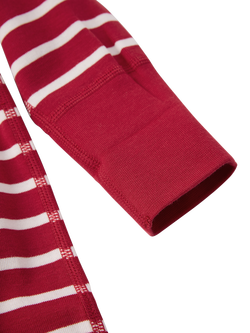 Polarn O. Pyret Baby Cotton Striped Overall Bodysuit, Red - view 2, Red