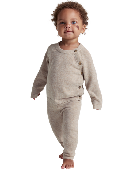 Polarn O. Pyret Baby Cashmere Trousers, Beige Melange, Beige Melange