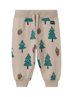 Polarn O. Pyret Baby Cotton Christmas Drawstring Joggers, Taupe, Taupe
