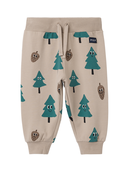 Polarn O. Pyret Baby Cotton Christmas Drawstring Joggers, Taupe, Taupe
