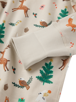 Polarn O. Pyret Kids' Cotton Blend Long Sleeved Christmas Pyjamas, Natural - view 2, Natural