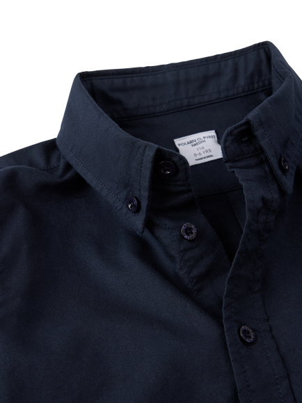 Polarn O. Pyret Kids' Cotton Long Sleeved Shirt, Blue - view 2, Blue