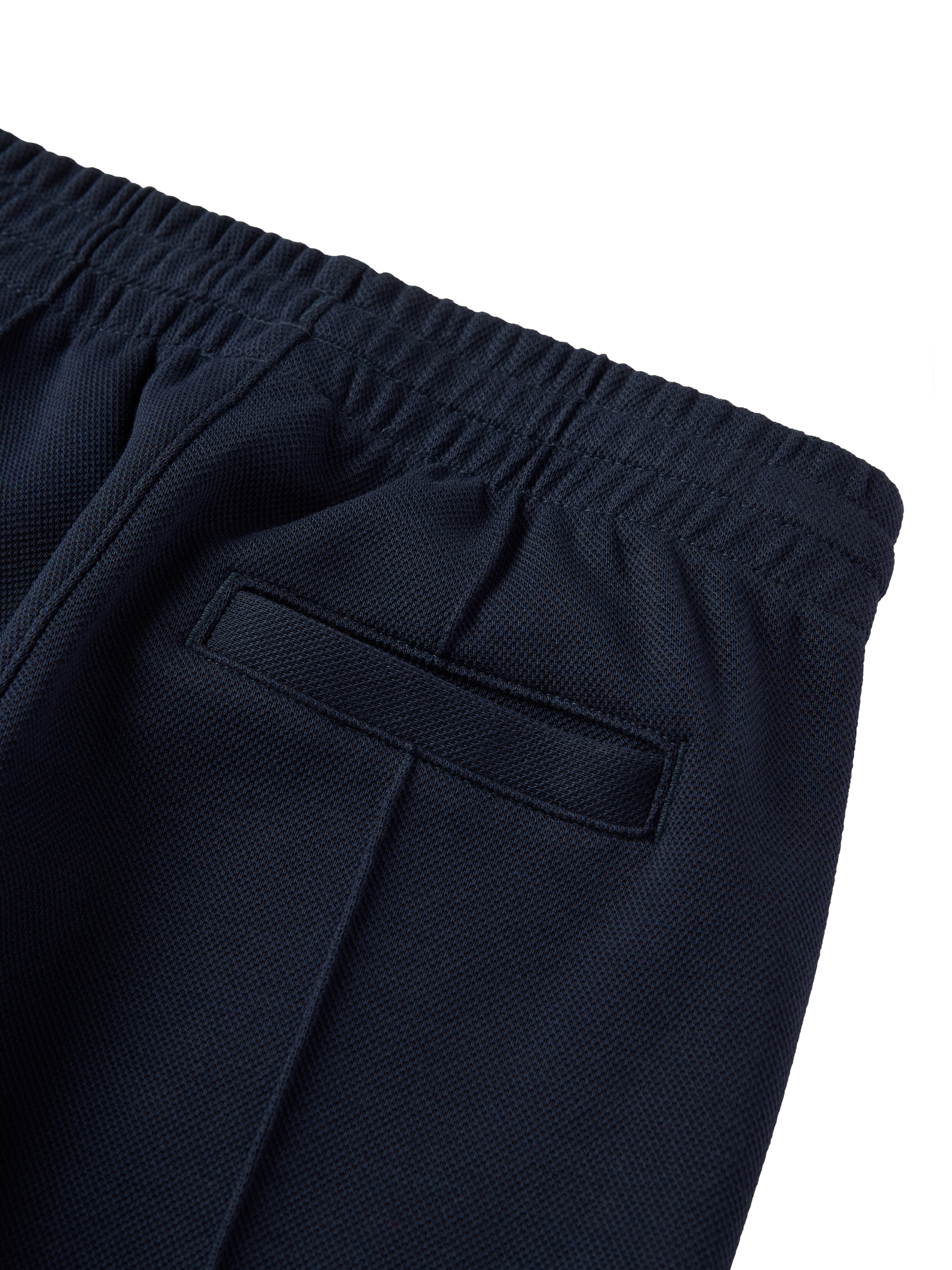 Product image 3 of 4, which shows Polarn O. Pyret Baby Cotton Blend Drawstring Trousers, Blue, 3-4 years