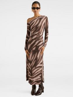 Forever New Gemma Petite One Shoulder Sleeve Asymmetric Neck Midi Dress, Zaya Abstract