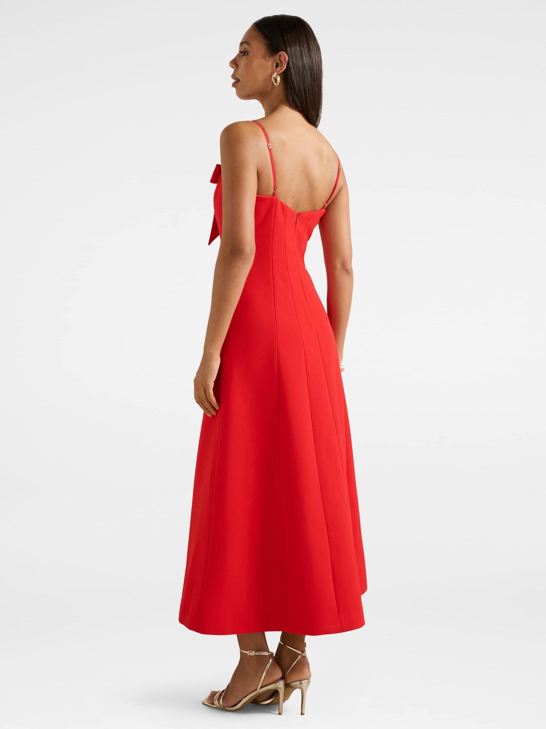 Product image 2 of 4, which shows Forever New Harlow Bow Front Midi Dress , Red, 4
