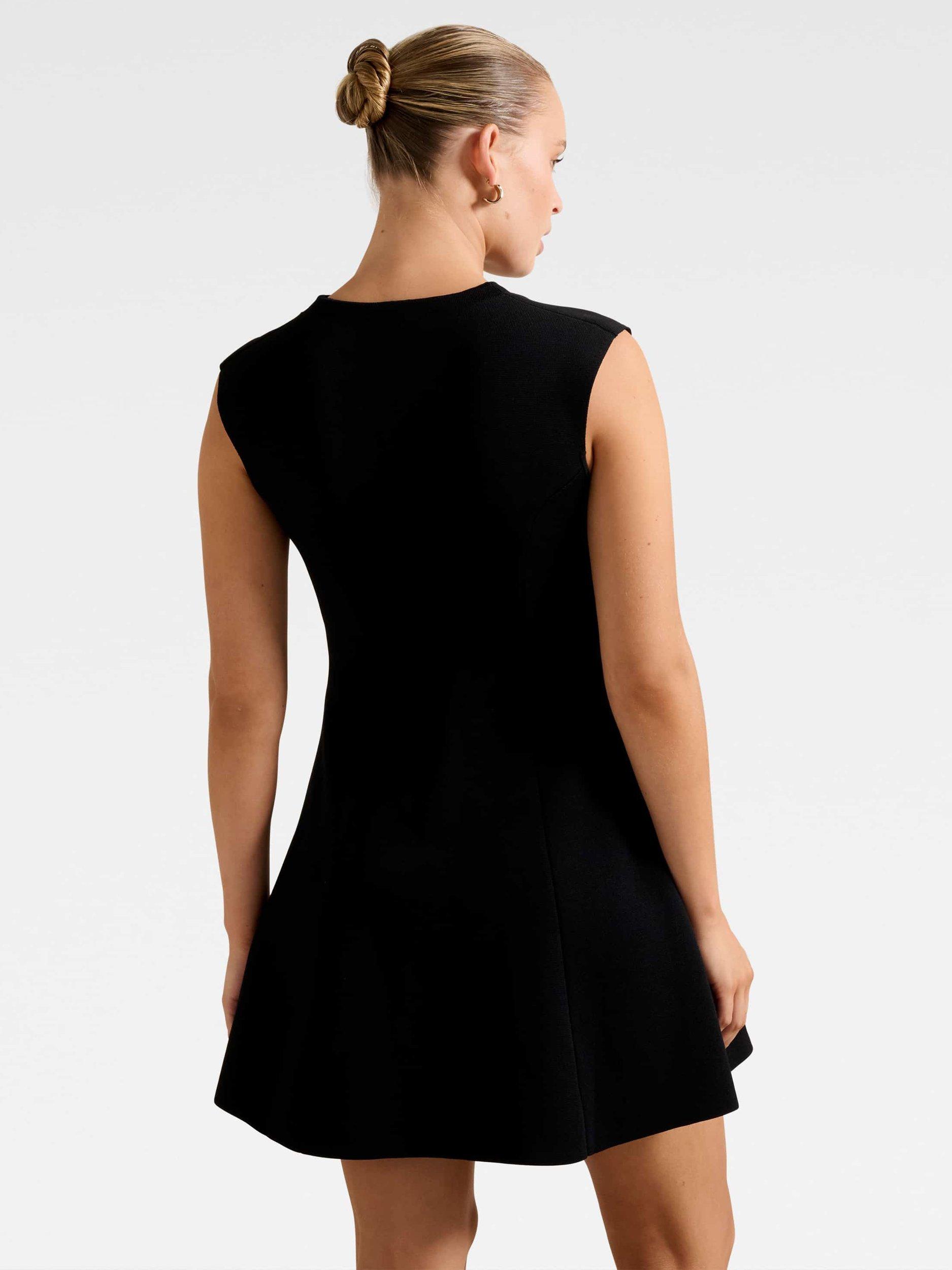 Product image 2 of 5, which shows Forever New Katerina Flared Sleeveless Mini Dress, Black, 4