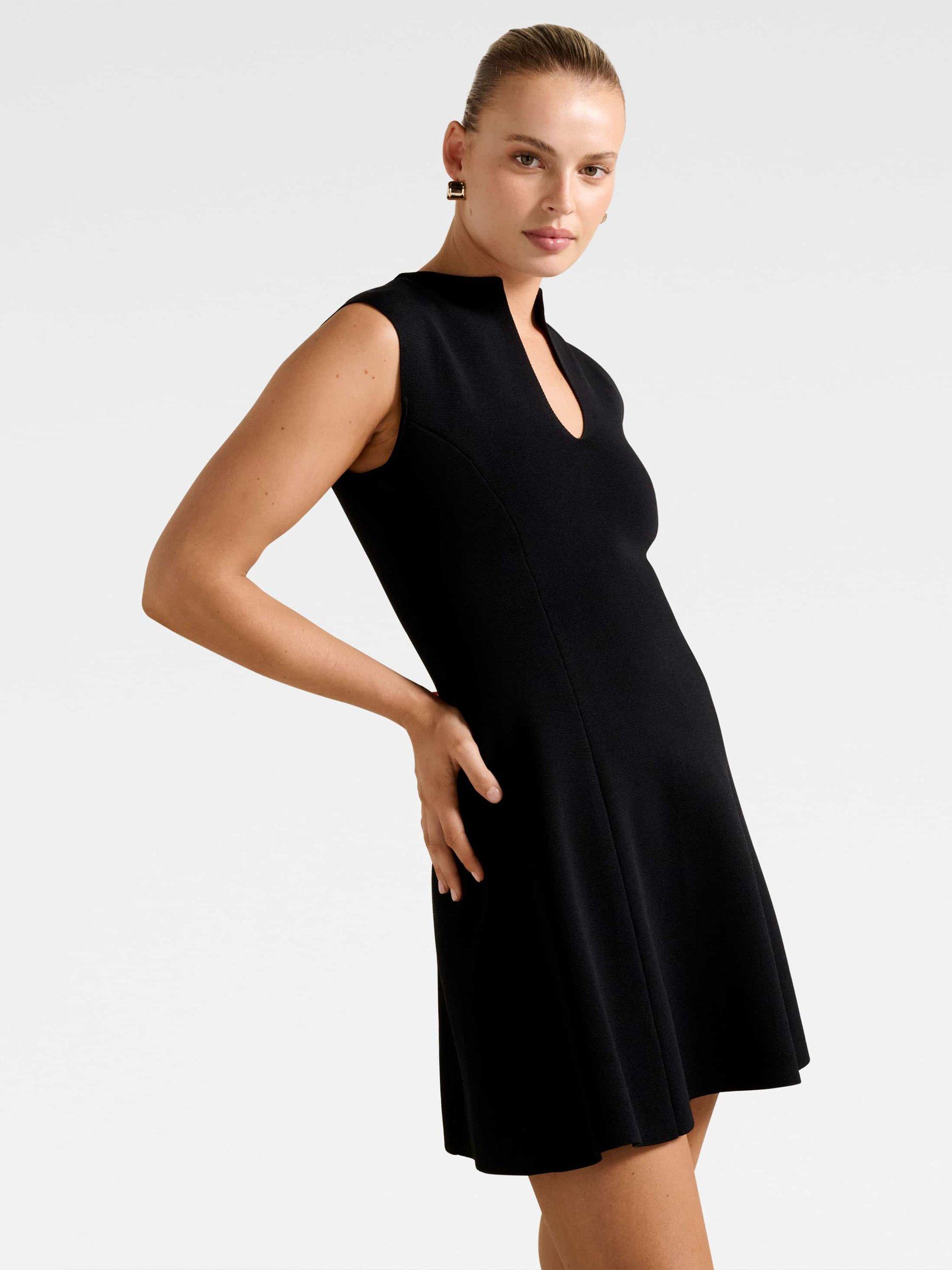 Product image 3 of 5, which shows Forever New Katerina Flared Sleeveless Mini Dress, Black, 4