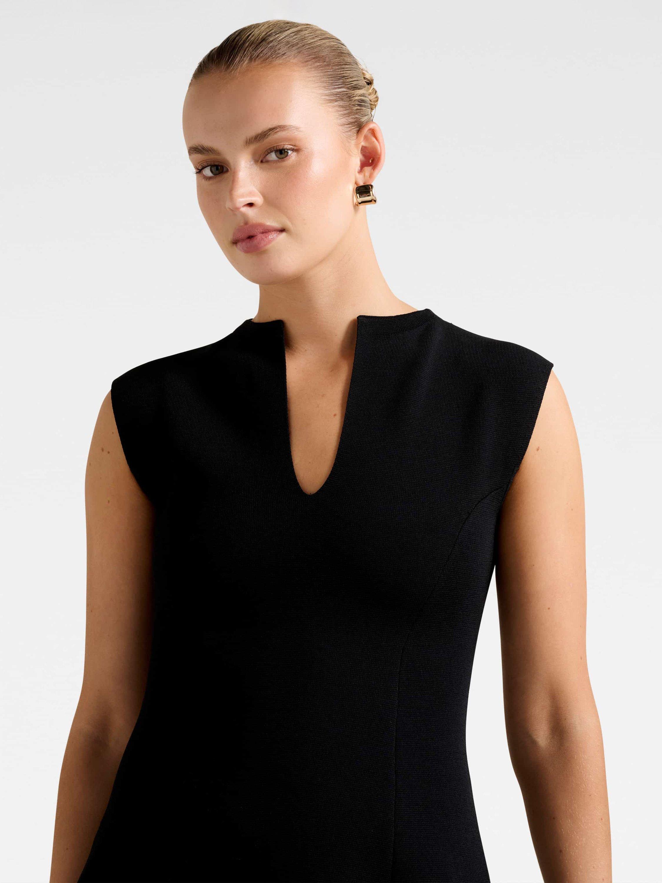 Product image 4 of 5, which shows Forever New Katerina Flared Sleeveless Mini Dress, Black, 4
