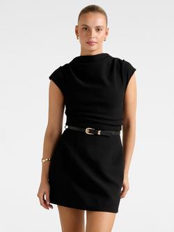 Forever New Natalie 2-In-1 Slash Neck Mini Dress, Black