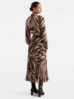 Forever New Skyla Petite Pleated Long Sleeve V Neck Midi Dress - view 2, Zaya Abstract