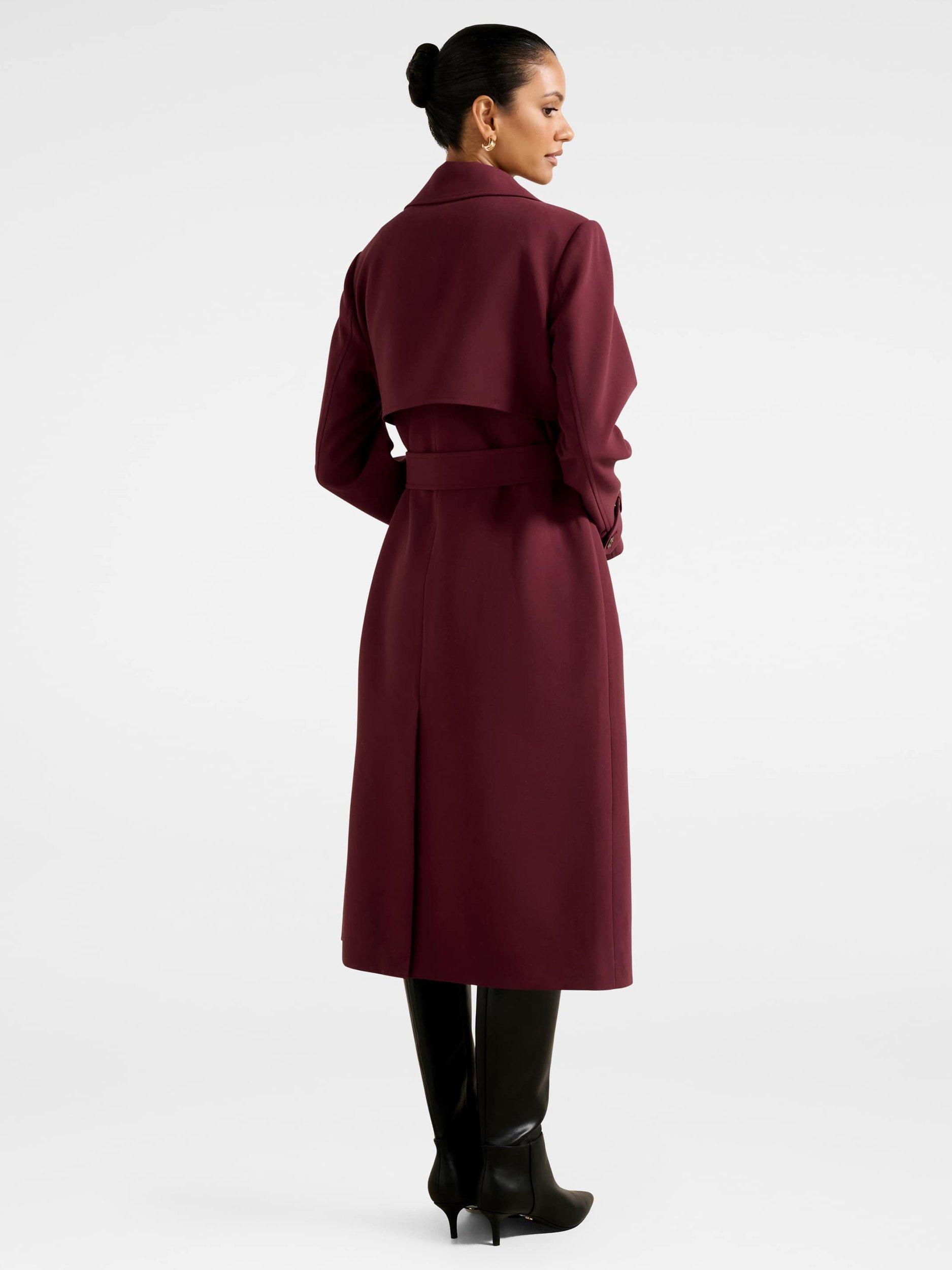 Product image 2 of 5, which shows Forever New Lydia Petite Crepe Trench Coat , Shiraz, 4