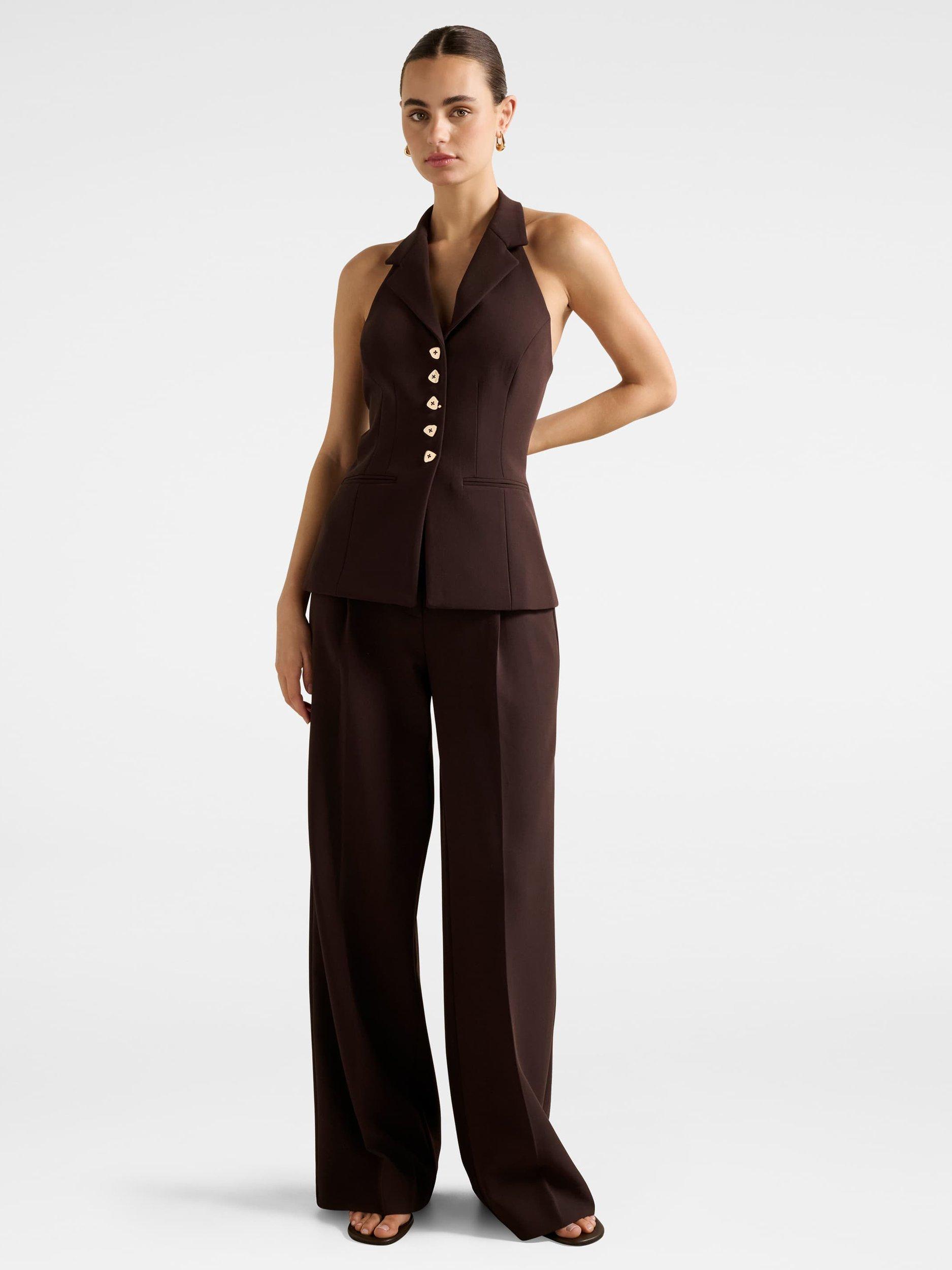 Product image 5 of 5, which shows Forever New Briony Slim Tailored Waistcoat, Chocolate, 4