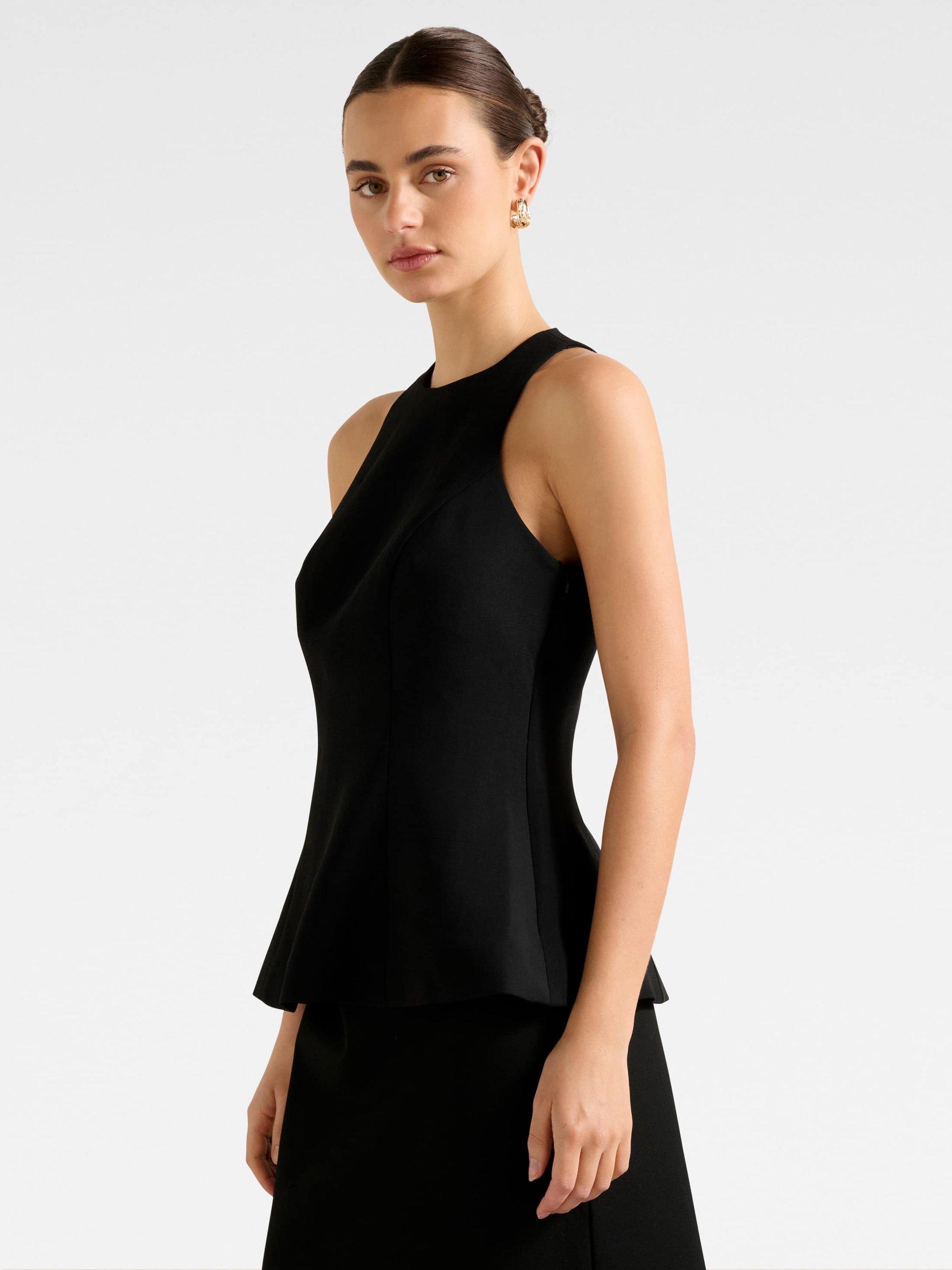 Product image 3 of 5, which shows Forever New Dahlia Sleeveless High Neck Top, Black, 4