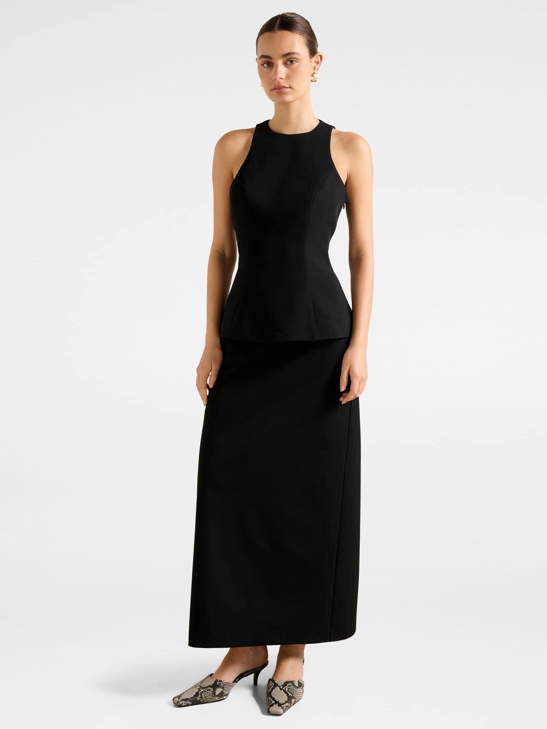 Product image 5 of 5, which shows Forever New Dahlia Sleeveless High Neck Top, Black, 4