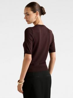 Forever New Maisie Short Sleeves Round Neck T-Shirt - view 2, Chocolate