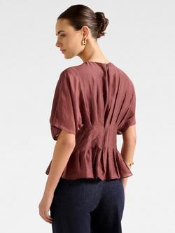 Forever New Olive Pleated Top, Ganache - view 2, Ganache