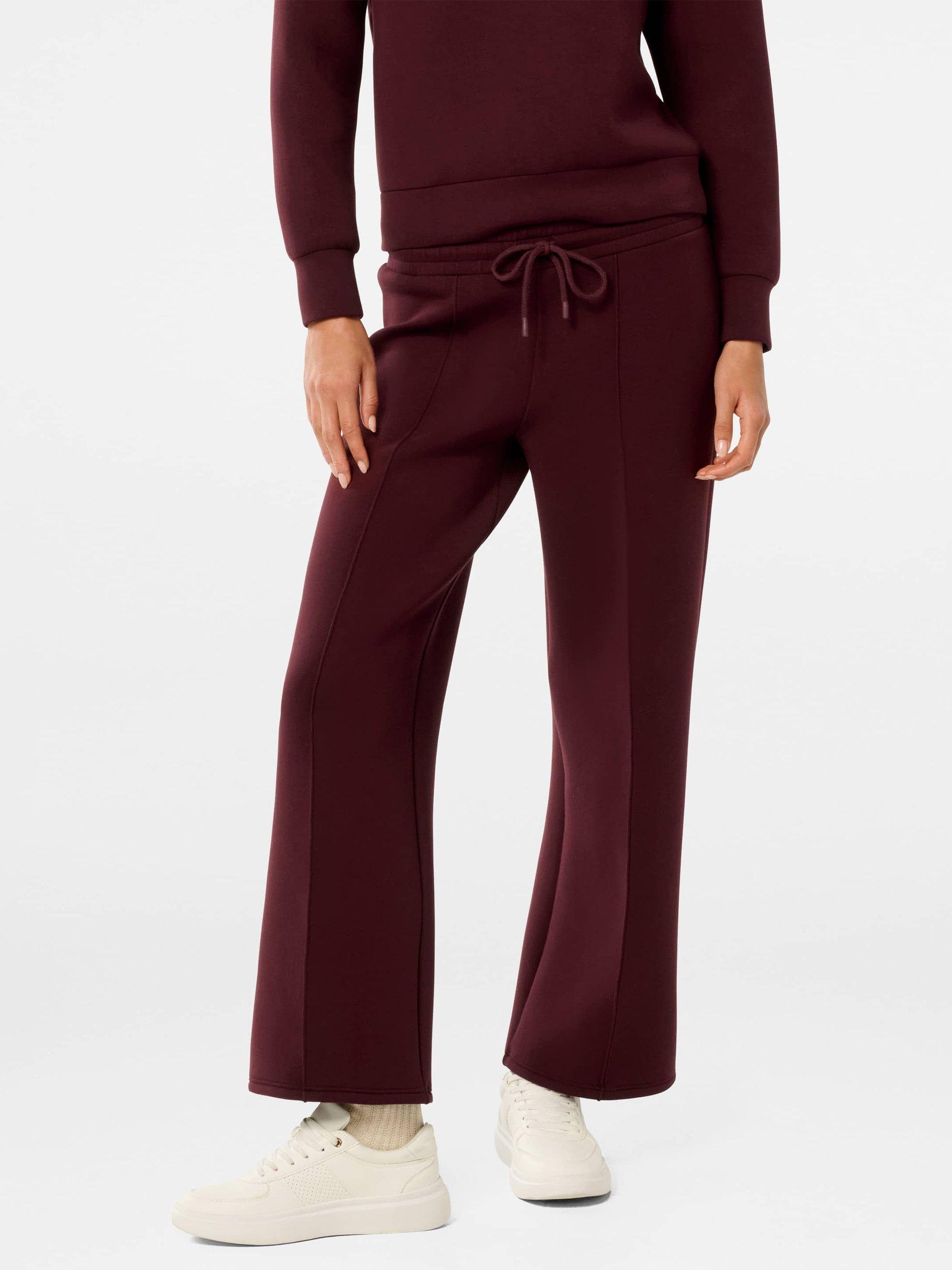 Product image 1 of 5, which shows Forever New Tiana Wide Leg Joggers, Deep Maroon, XXS