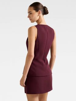 Forever New Lee Long Buttoned Waistcoat - view 2, Cherry Lacquer Suit