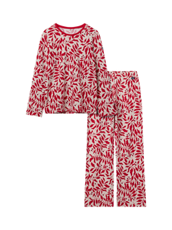 Polarn O. Pyret Cotton Blend Long Sleeved Christmas Berry Pyjamas, Red, Red