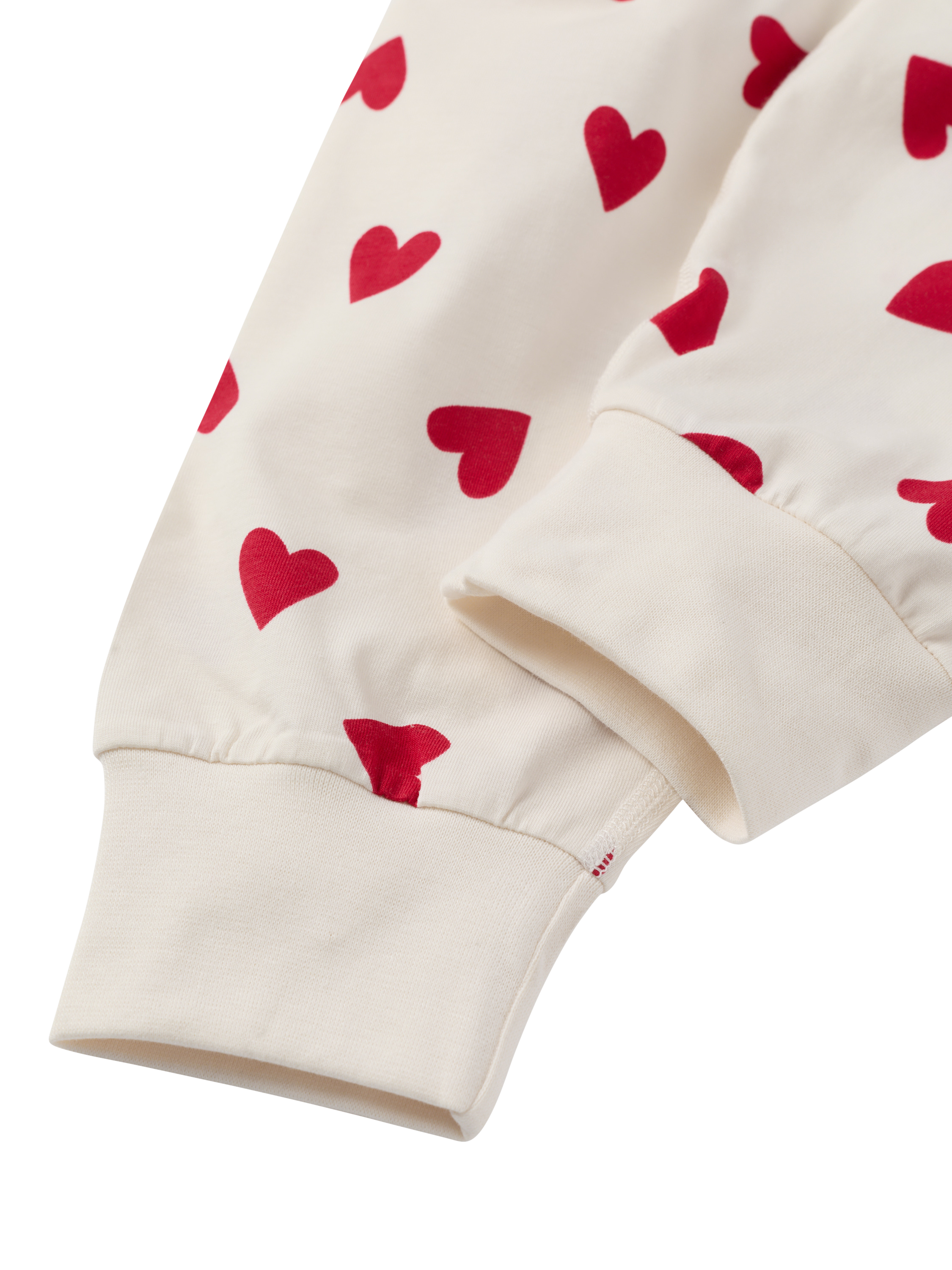 Product image 2 of 2, which shows Polarn O. Pyret Cotton Blend Heart Print Pyjama Set, White, L