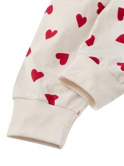 Polarn O. Pyret Cotton Blend Heart Print Pyjama Set, White - view 2, White