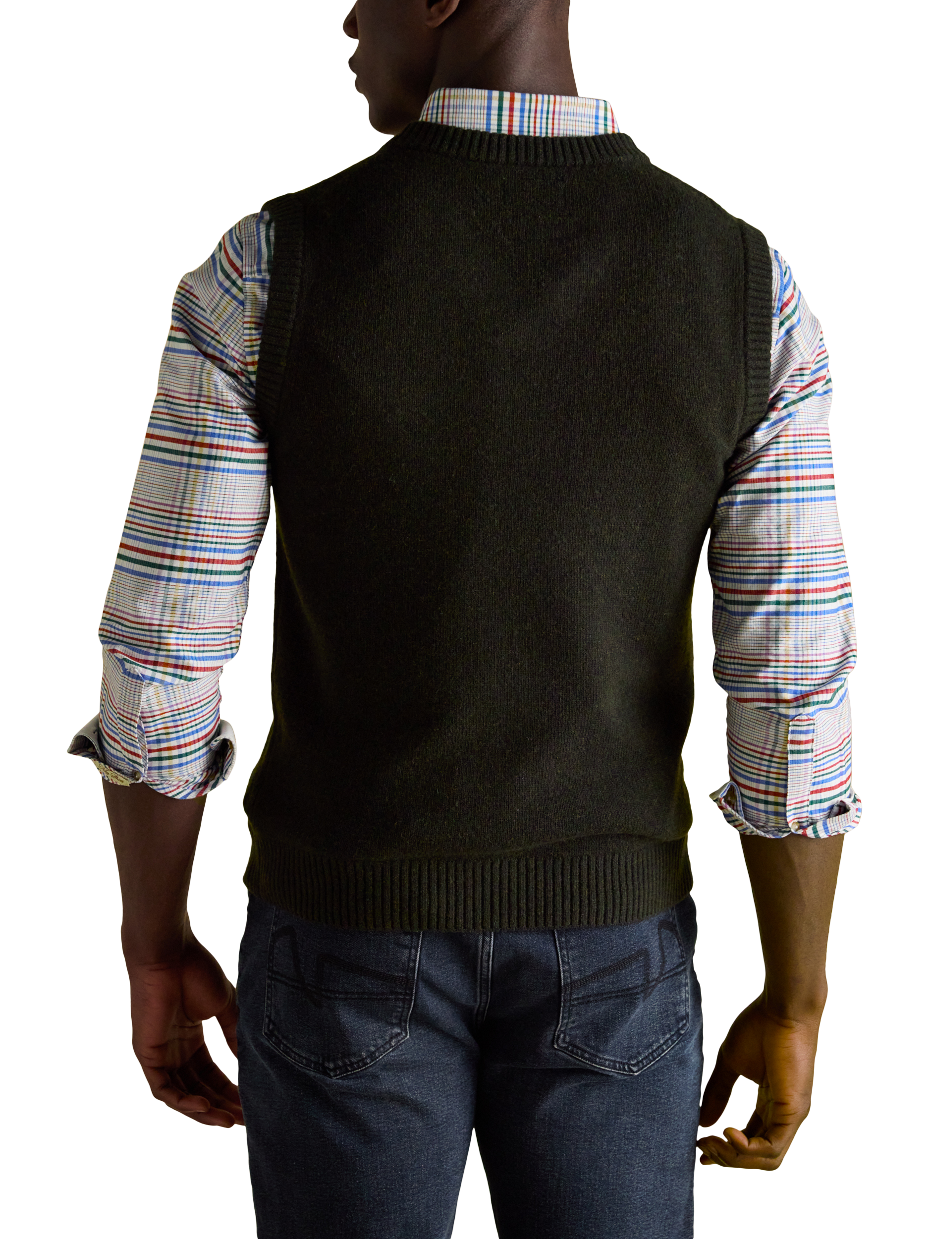 Product image 2 of 8, which shows Joules Highland Wool Blend Knitted Tank, Dark Green, S