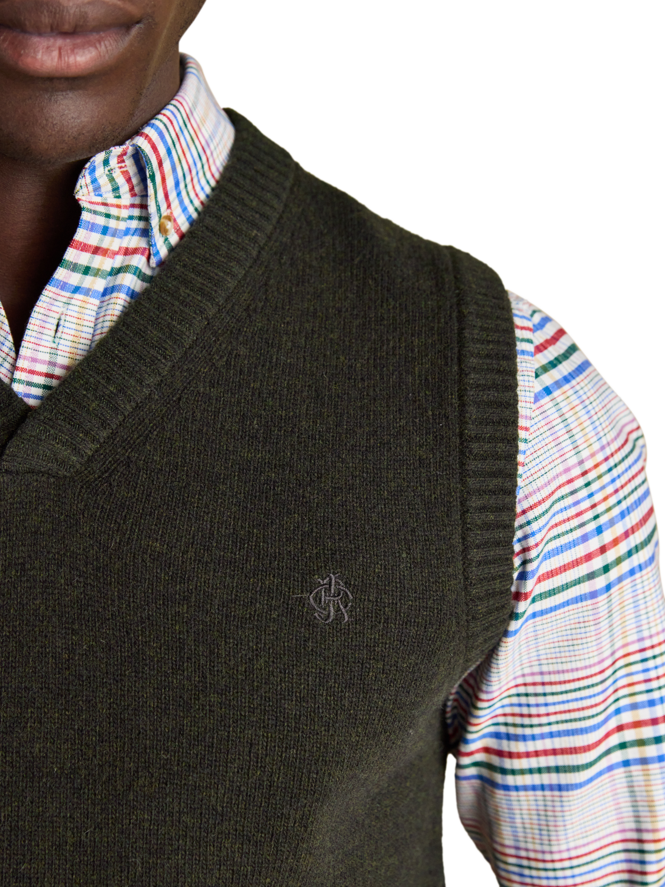 Product image 4 of 8, which shows Joules Highland Wool Blend Knitted Tank, Dark Green, S