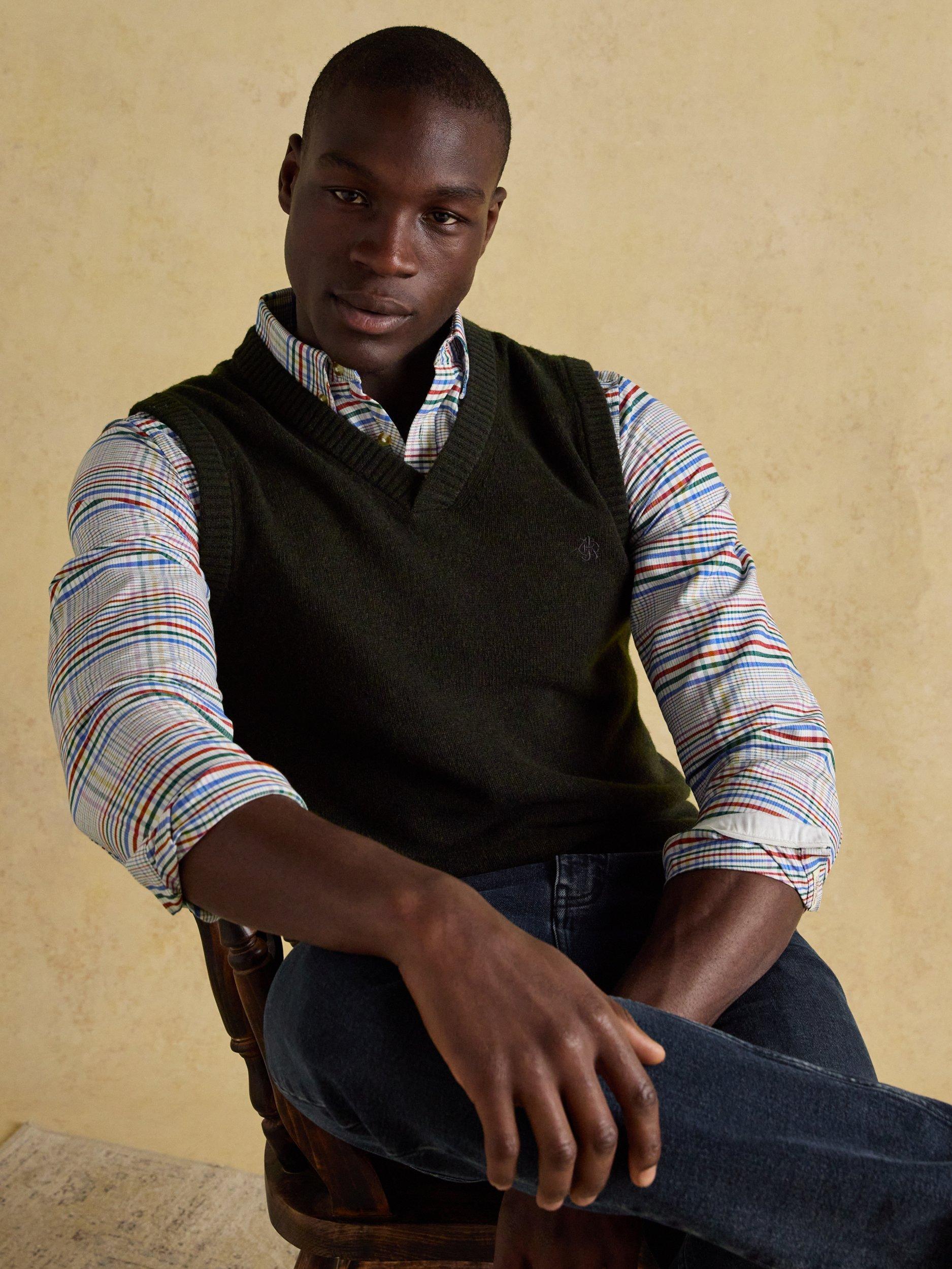 Product image 7 of 8, which shows Joules Highland Wool Blend Knitted Tank, Dark Green, S