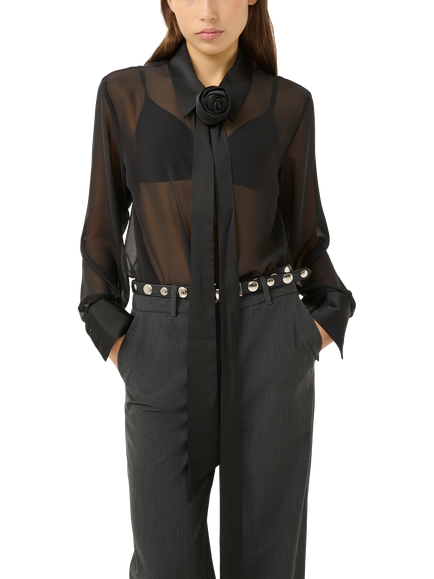 Gestuz Lynne Corsage Sheer Shirt, Black