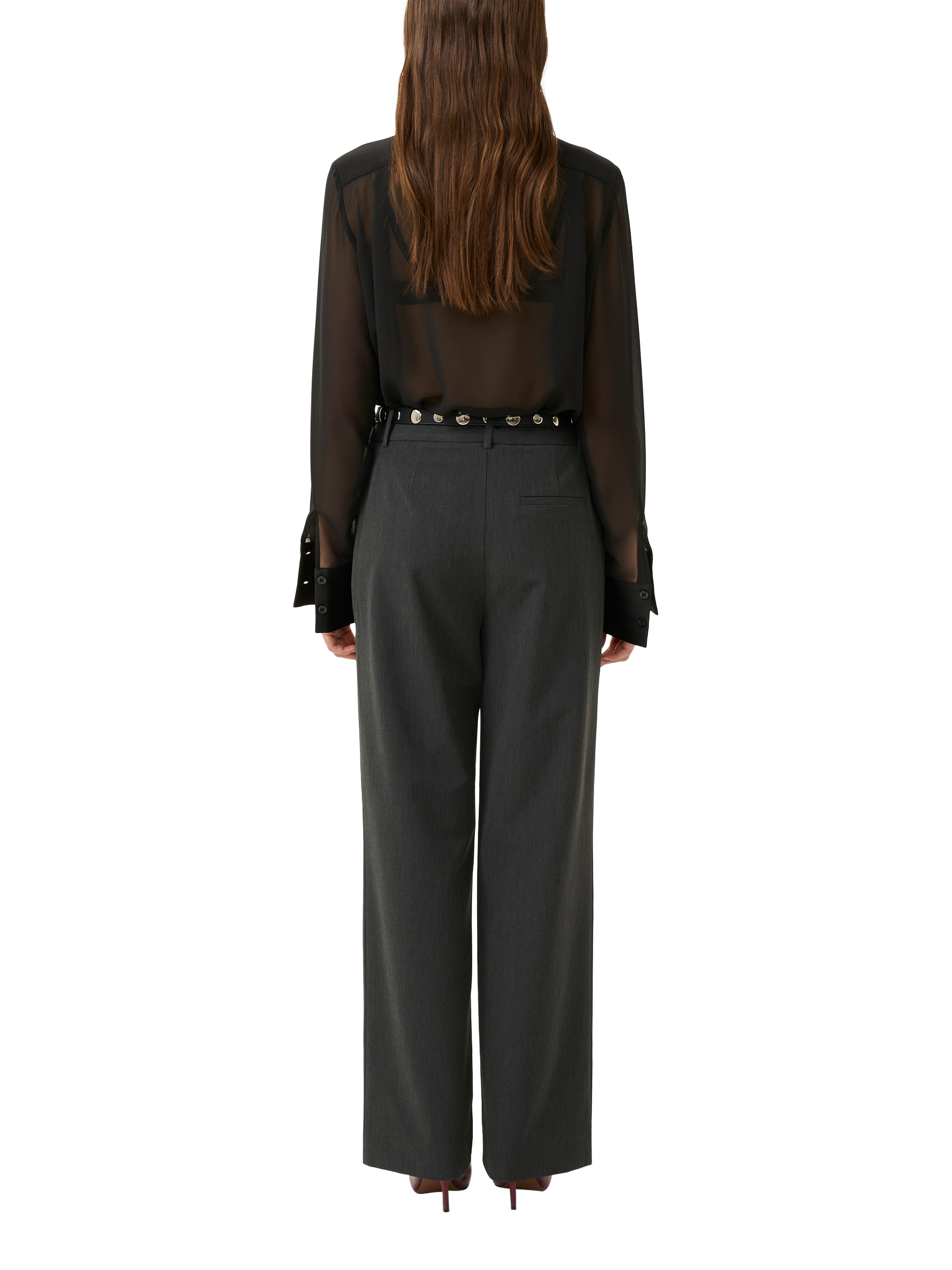 Product image 2 of 6, which shows Gestuz Lynne Corsage Sheer Shirt, Black, 14