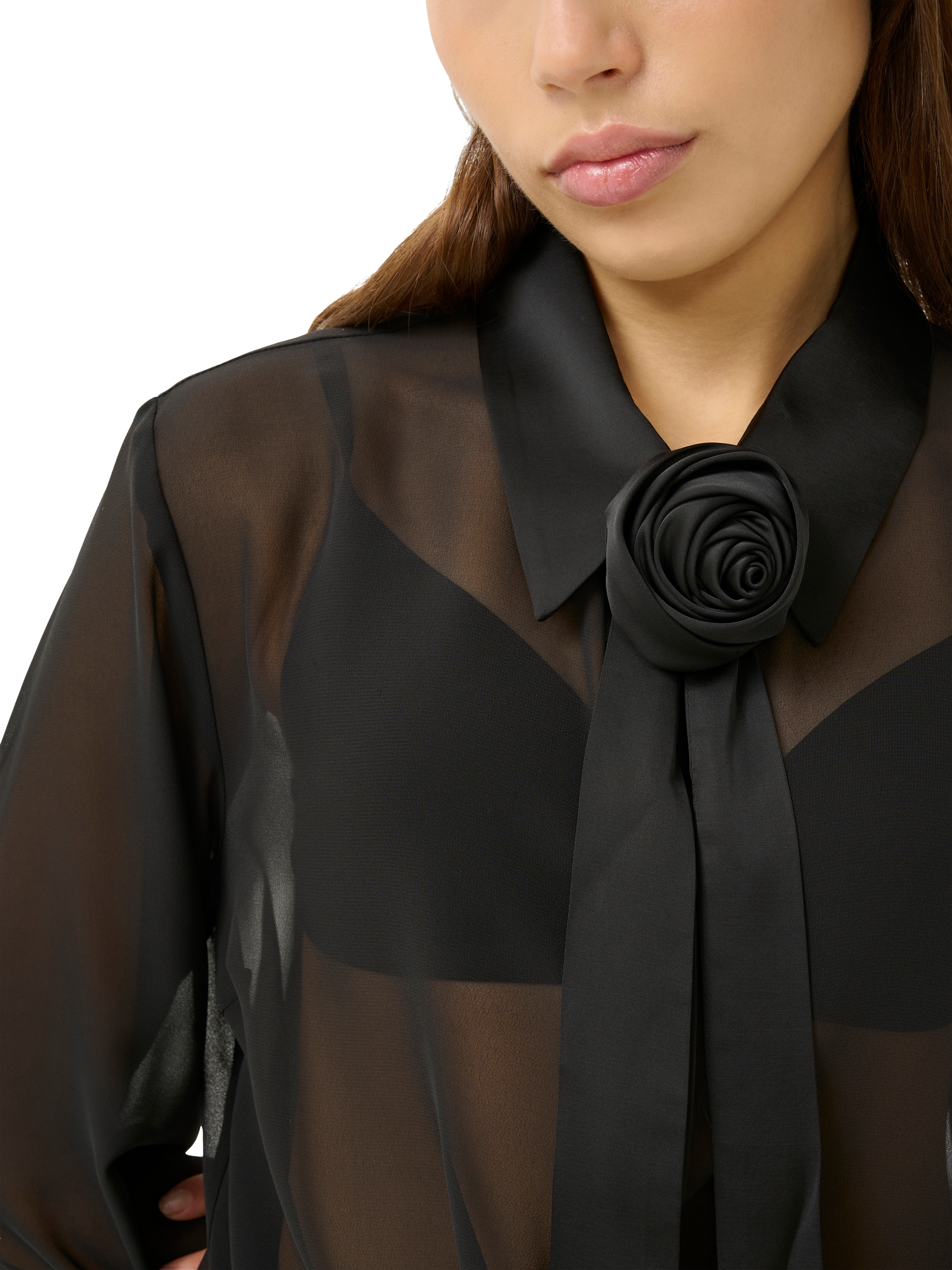 Product image 4 of 6, which shows Gestuz Lynne Corsage Sheer Shirt, Black, 14
