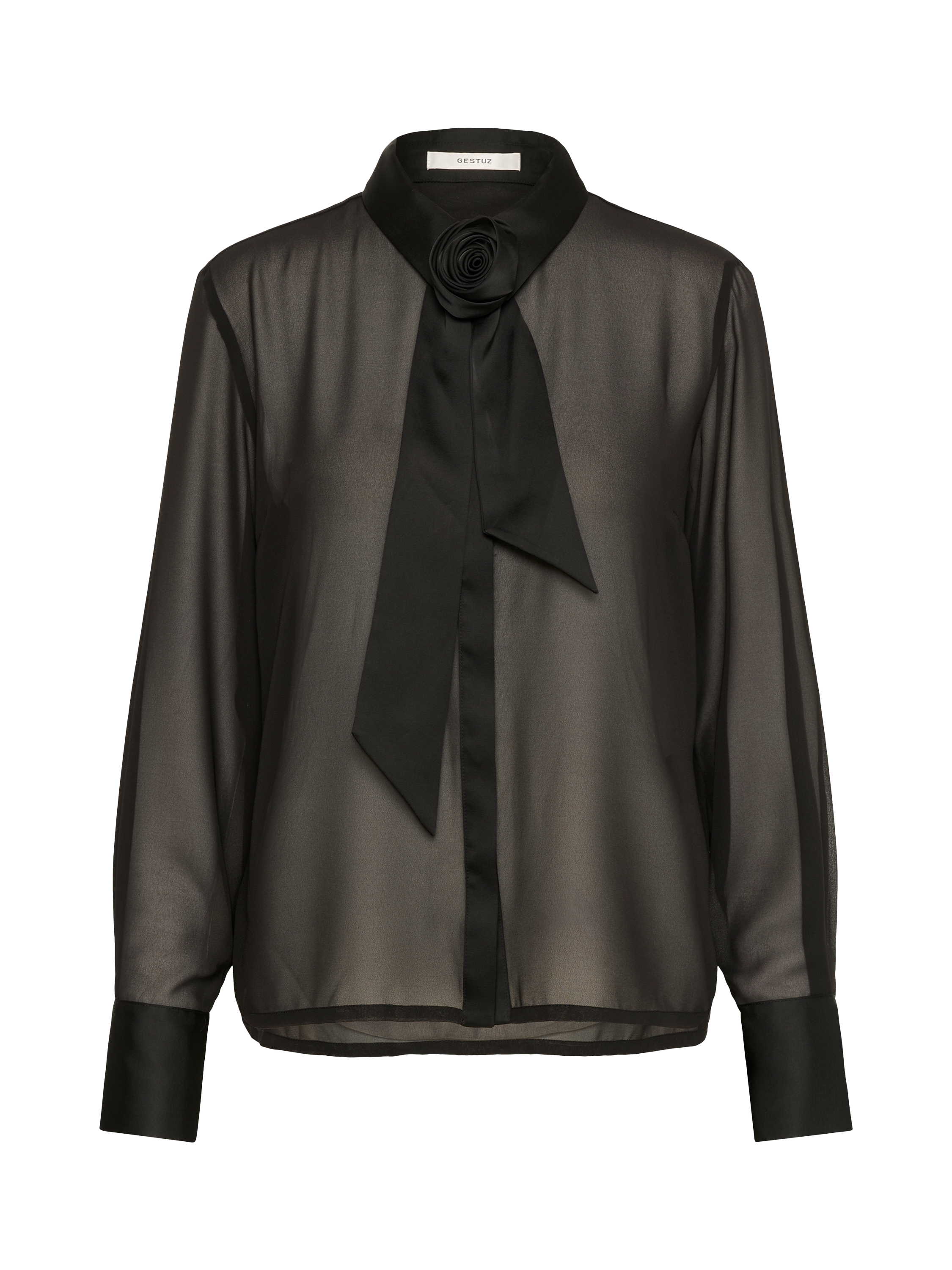 Product image 5 of 6, which shows Gestuz Lynne Corsage Sheer Shirt, Black, 14