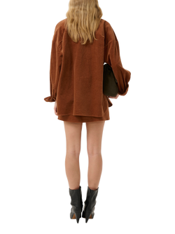 Gestuz Cortes Corduroy Mini Skirt, Cambridge Brown - view 2, Cambridge Brown