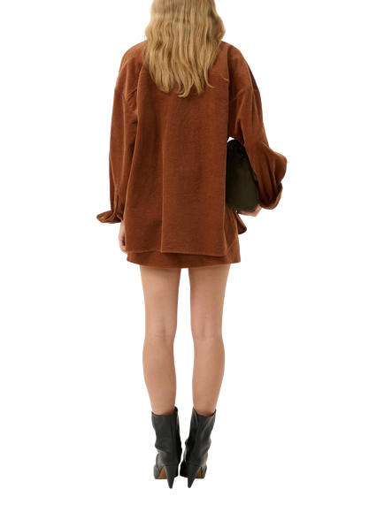 Gestuz Cortes Corduroy Mini Skirt, Cambridge Brown - view 2, Cambridge Brown