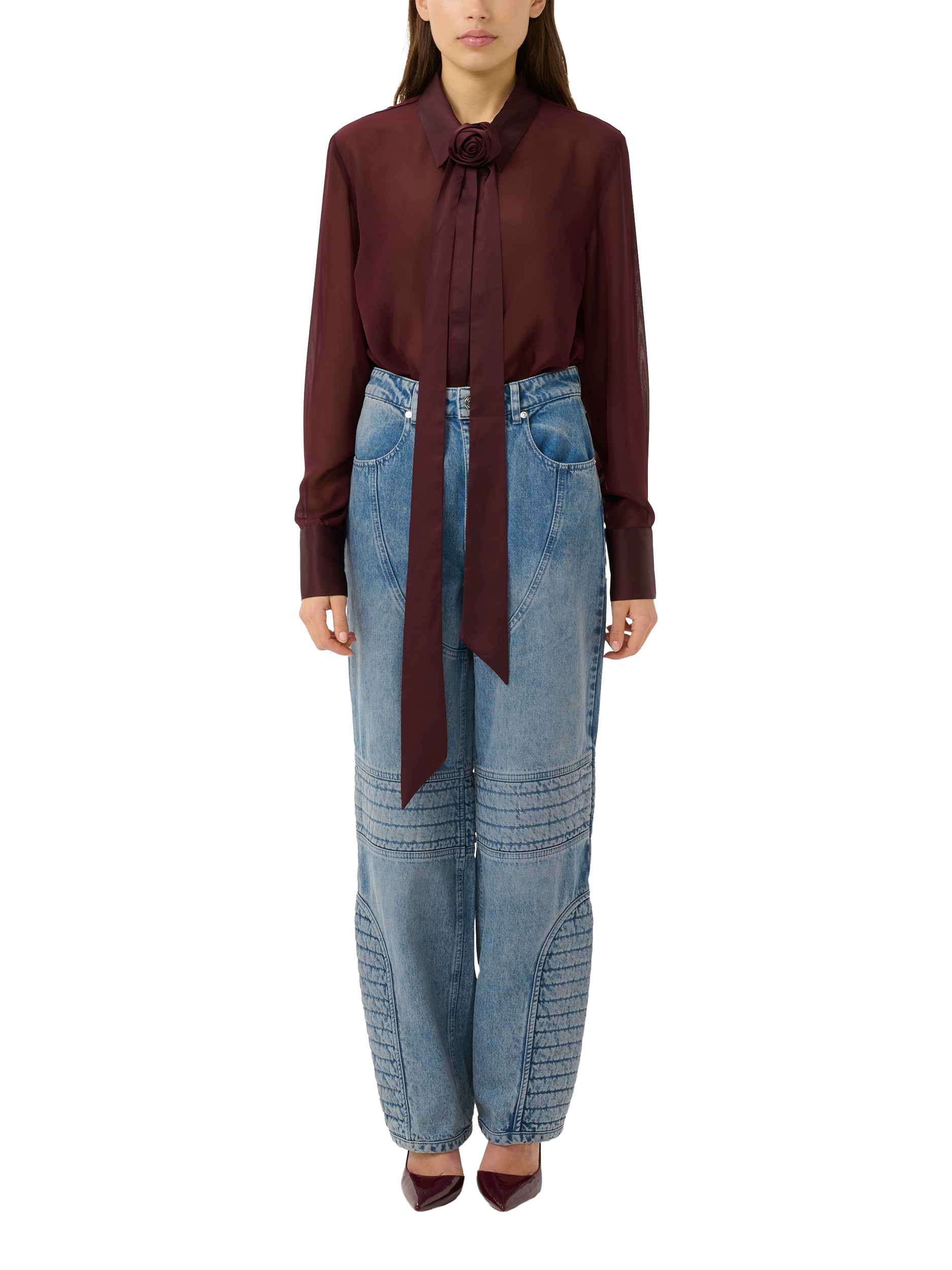 Product image 3 of 6, which shows Gestuz Lynne Corsage Sheer Shirt, Aronia, 8