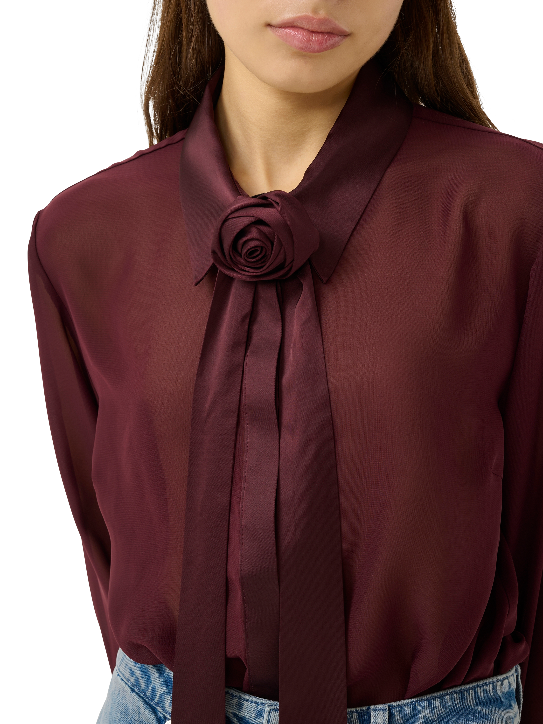 Product image 4 of 6, which shows Gestuz Lynne Corsage Sheer Shirt, Aronia, 8