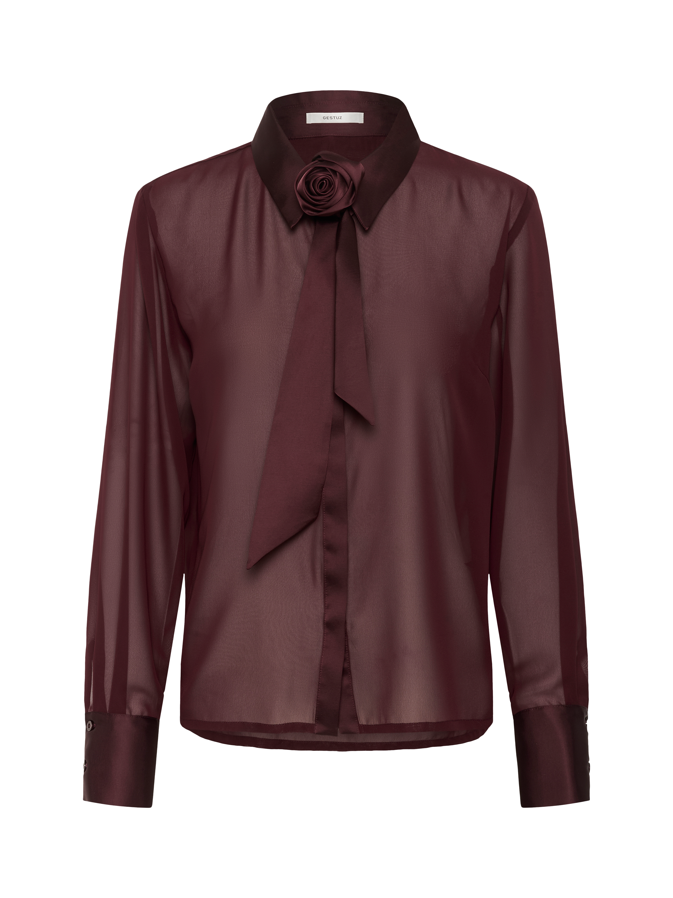 Product image 5 of 6, which shows Gestuz Lynne Corsage Sheer Shirt, Aronia, 8