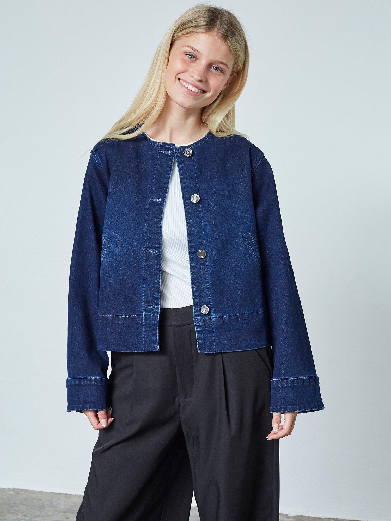 Product image 1 of 2, which shows Sisters Point Feja Denim Jacket, Dark Blue Wash, XS